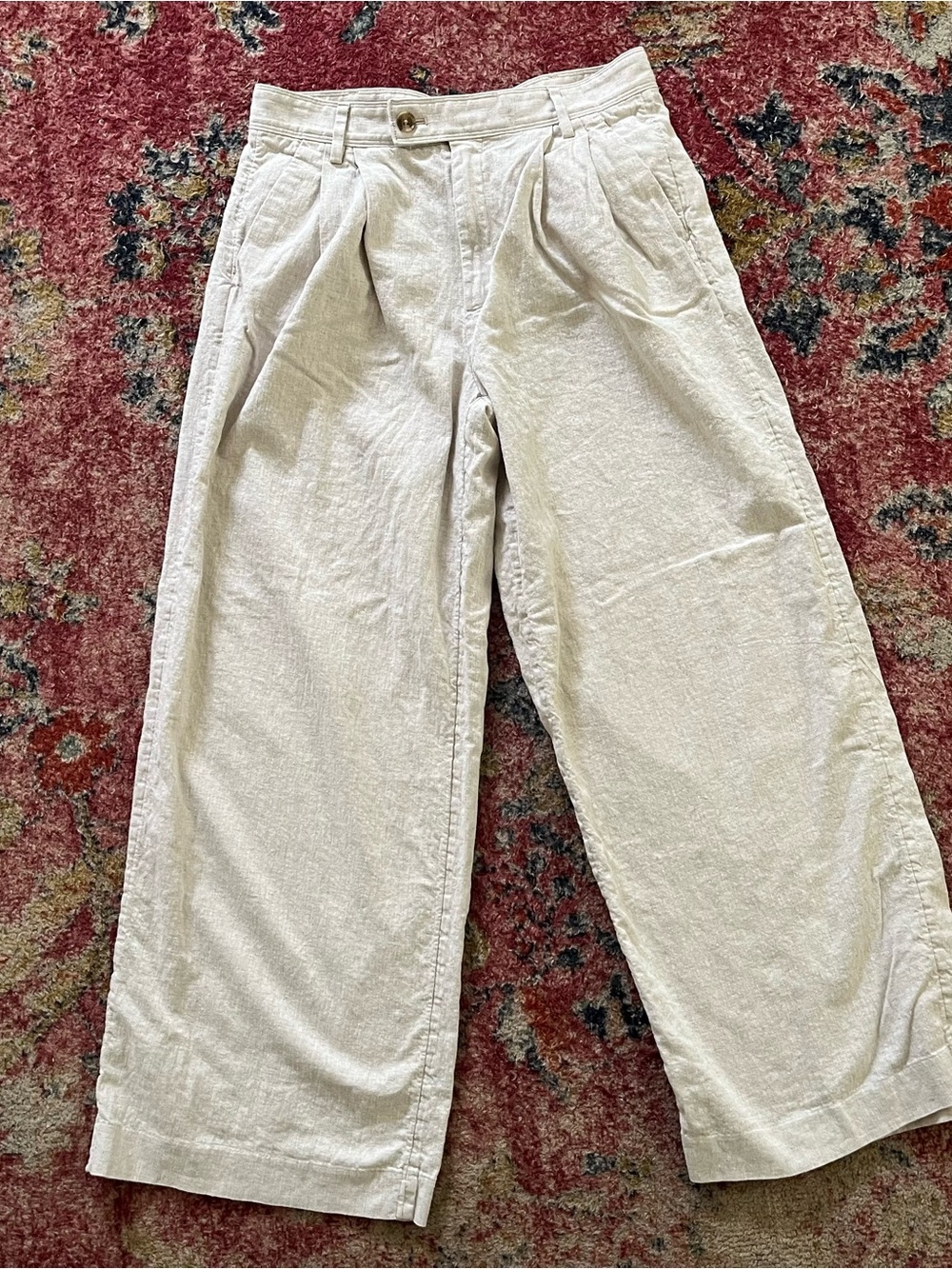 Banana Republic women’s Linen Blend Wide-Leg Pants Natural Cream size 8